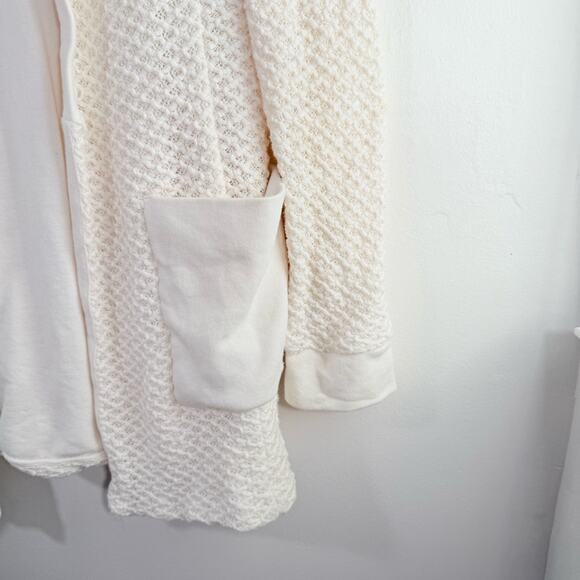 Tibi 100% Cotton White Texture Knit Open Front Sweater Cardigan Medium Large - Picture 2 of 10